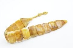 İri Taneli Hareli Bej Toz Kehribar Balık Tesbih