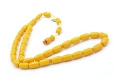 Hakkı Usta İmzalı Kapsül Kesim Sarı Sıkma Kehribar Tesbih 001