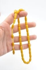 Hakkı Usta İmzalı Kapsül Kesim Sarı Sıkma Kehribar Tesbih 001