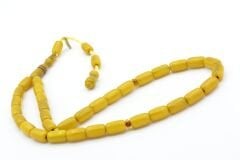 Hakkı Usta İmzalı Kapsül Kesim Sarı Sıkma Kehribar Tesbih 002