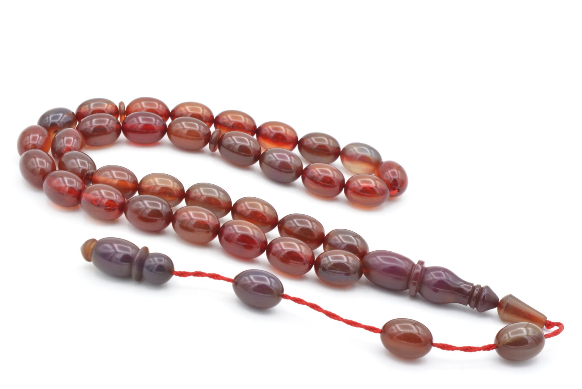 Usta İşi Sistemli Beyzi Kesim Kırmızı Mavi Katalin Tesbih