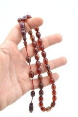 Usta İşi Sistemli Beyzi Kesim Kırmızı Mavi Katalin Tesbih