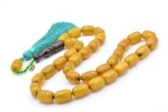 Hakkı Usta İmzalı Kapsül Kesim Dev Boy Sarı Sıkma Kehribar Tesbih