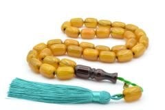 Hakkı Usta İmzalı Kapsül Kesim Dev Boy Sarı Sıkma Kehribar Tesbih