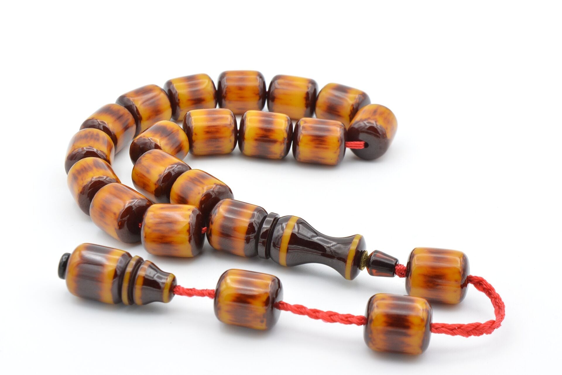 Nael Kaplan İmzalı Sürmeli Turuncu Sıkma Kehribar Efe Maskot Tesbih