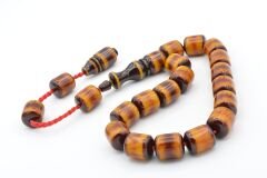 Nael Kaplan İmzalı Sürmeli Turuncu Sıkma Kehribar Efe Maskot Tesbih