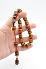 Nael Kaplan İmzalı Sürmeli Turuncu Sıkma Kehribar Efe Maskot Tesbih