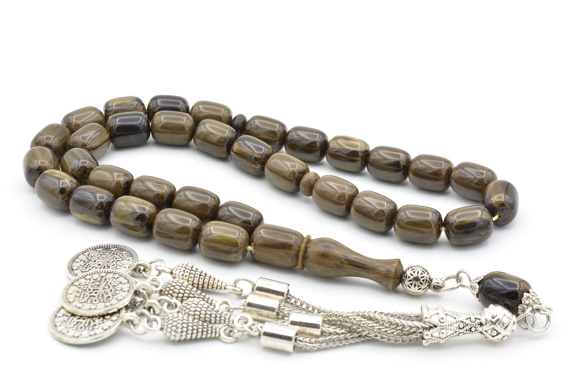 Kapsül Kesim İri Boy Hareli Yeşil Katalin Tesbih