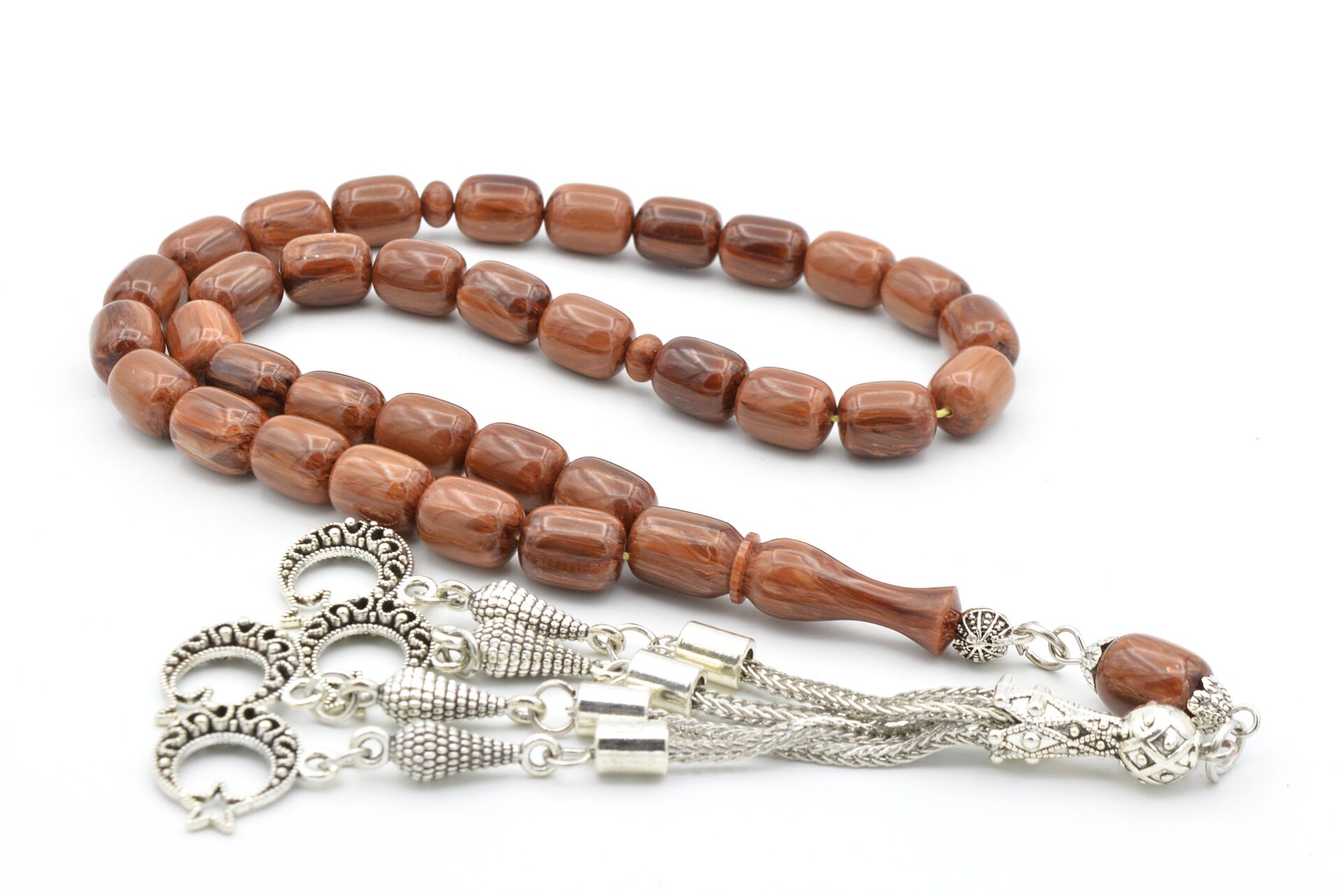 Kapsül Kesim İri Boy Hareli Kahverengi Katalin Tesbih