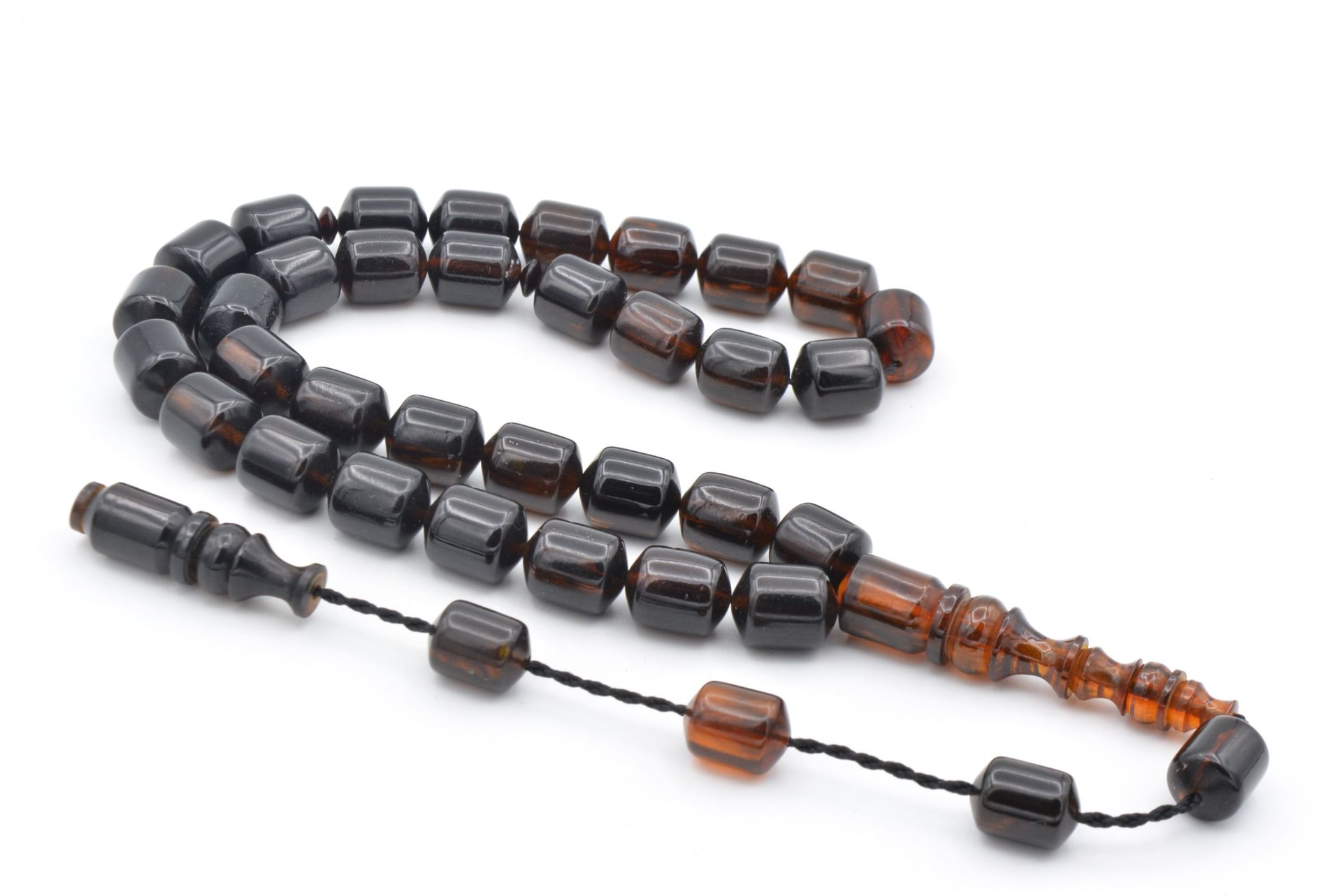 Usta İşi Sistemli Fıçı Kesim Turuncu Siyah Katalin Tesbih