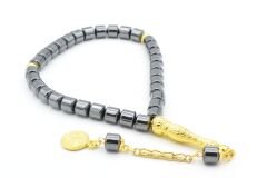 Altın Kaplama Püsküllü Fıçı Model Hematit Taşı Tesbih