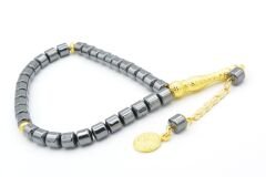 Altın Kaplama Püsküllü Fıçı Model Hematit Taşı Tesbih