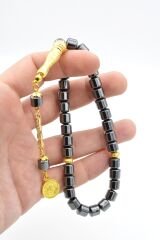 Altın Kaplama Püsküllü Fıçı Model Hematit Taşı Tesbih