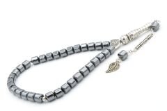 Gümüş Kaplama Püsküllü Fıçı Model Hematit Taşı Tesbih