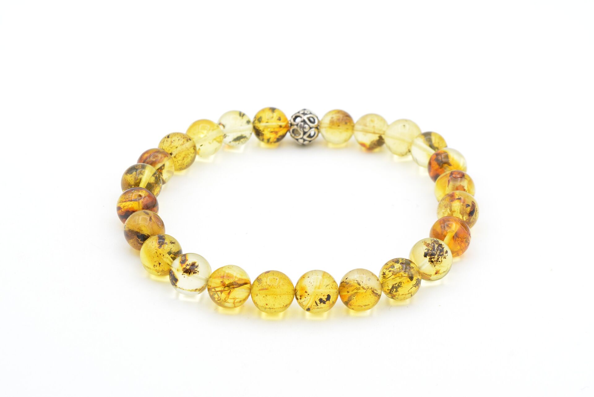 Hakiki Doğal Fosilli Damla Kehribar Bileklik