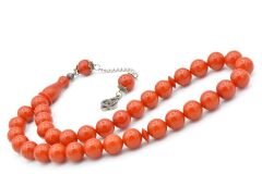 KÜRE KESİM TURUNCU SIKMA KEHRİBAR TESBİH İRİ BOY 003