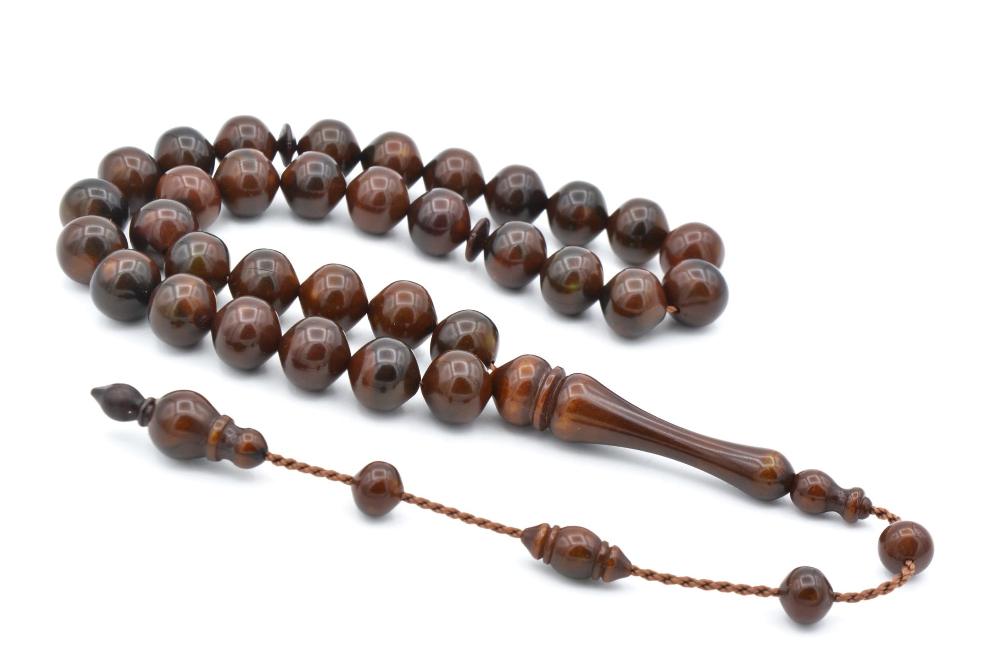 İstanbul Kesim İri Boy Koyu Kahverengi Toz Kehribar Tesbih