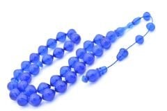 Sistemli Sığırcık Kesim İri Boy Parlement Mavisi Toz Pres Kehribar Tesbih