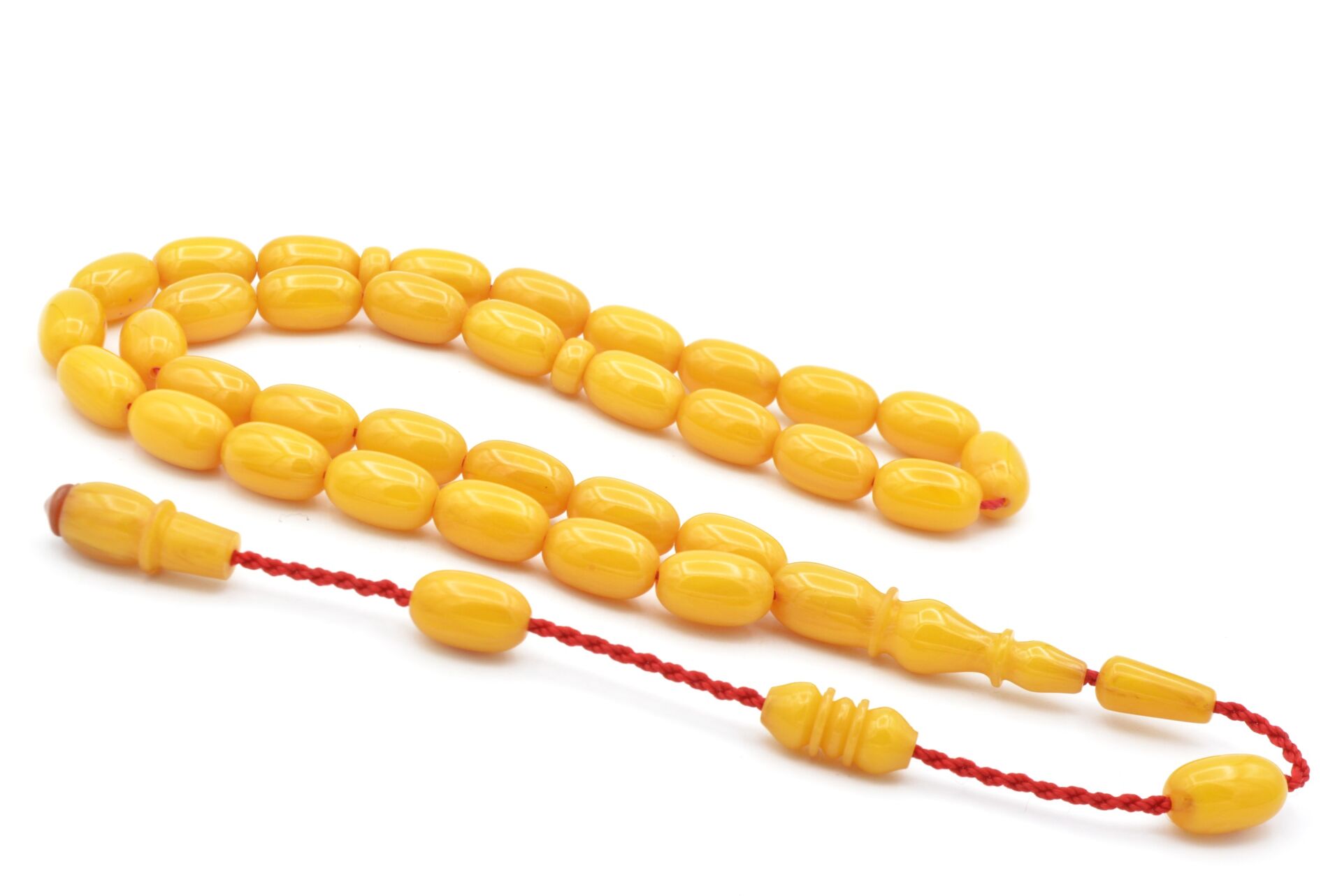 Usta İşi Sistemli Kapsül Kesim İri Boy Damarlı Sarı Katalin Tesbih