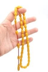 Usta İşi Sistemli Kapsül Kesim İri Boy Damarlı Sarı Katalin Tesbih