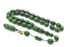 Ebu Sırr İmzalı Beyzi Kesim Damarlı Yeşil Katalin Tesbih