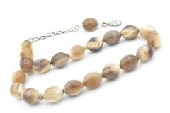 Gümüş Kaplama Kamçılı Beyzi Kesim Bej Bufalo Boynuzu Efe Maskot Tesbih