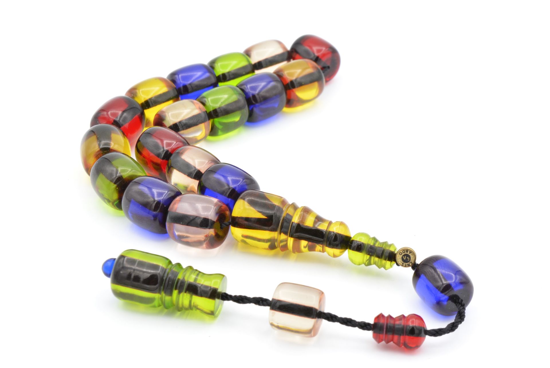 Enes Abdo İmzalı Fıçı Kesim Rengarenk Sıkma Kehribar Efe Maskot Tesbih