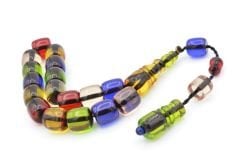 Enes Abdo İmzalı Fıçı Kesim Rengarenk Sıkma Kehribar Efe Maskot Tesbih