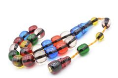 Enes Abdo İmzalı Fıçı Kesim Rengarenk Sıkma Kehribar Efe Maskot Tesbih