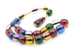 Enes Abdo İmzalı Fıçı Kesim Rengarenk Sıkma Kehribar Efe Maskot Tesbih