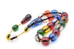 Enes Abdo İmzalı Fıçı Kesim Rengarenk Sıkma Kehribar Efe Maskot Tesbih