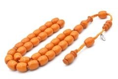 Cüneyd Usta İmzalı Fıçı Kesim İri Boy Turuncu Katalin Tesbih