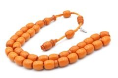 Cüneyd Usta İmzalı Fıçı Kesim İri Boy Turuncu Katalin Tesbih