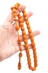 Cüneyd Usta İmzalı Fıçı Kesim İri Boy Turuncu Katalin Tesbih