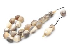 Usta İşi Sistemli Beyzi Kesim Bej Bufalo Boynuzu Efe Maskot Tesbih