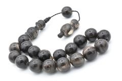 Usta İşi Sistemli Küre Kesim Koyu Bufalo Boynuzu Efe Maskot Tesbih