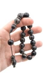 Usta İşi Sistemli Küre Kesim Koyu Bufalo Boynuzu Efe Maskot Tesbih