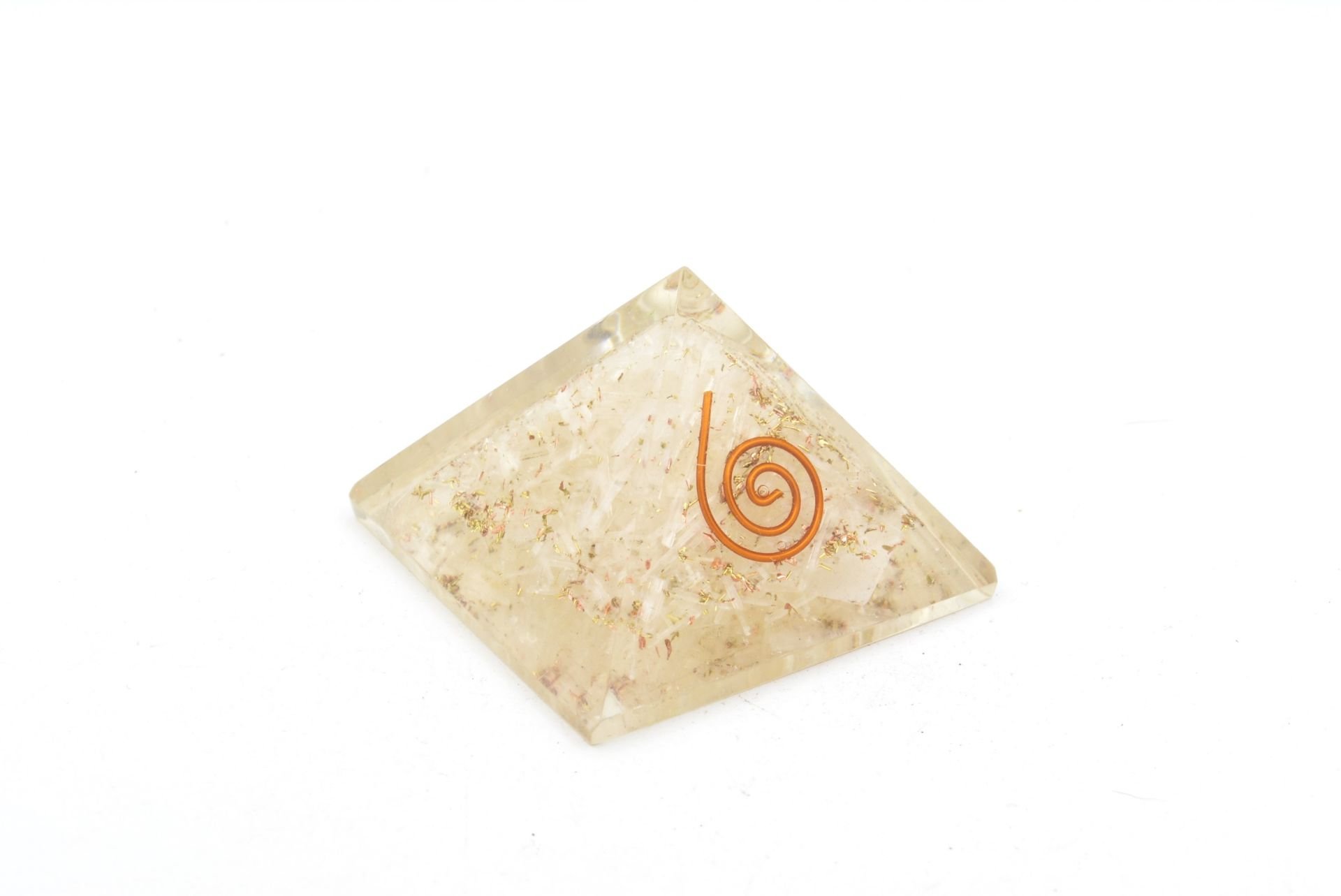 Hakiki Doğal Selenit Taşı Orgonit Piramit 32 Gram