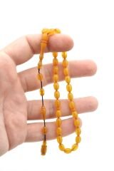 Sinan Usta Yapımı Beyzi Bilek Boy Hareli Krem Rengi Sıkma Kehribar Tesbih