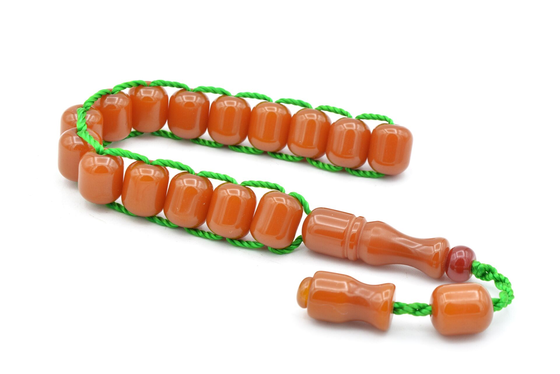 Zeyzun Usta Yapımı Kapsül Kesim Turuncu Sıkma Kehribar Zaza Tesbih