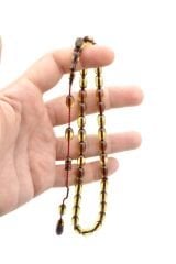 Ahmet Emin Usta İmzalı Badem Kesim Yeşil Sıkma Kehribar Tesbih