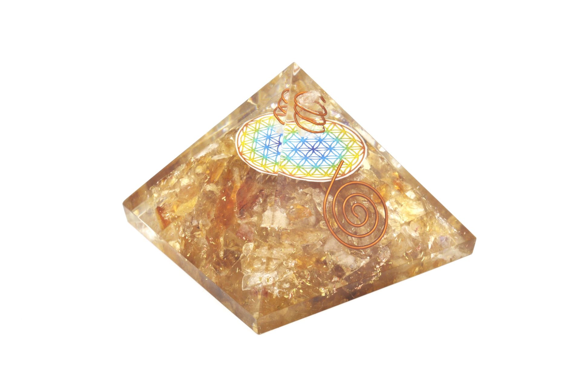 Hakiki Doğal Sitrin Taşı Orgonit Piramit 178 Gram