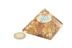Hakiki Doğal Sitrin Taşı Orgonit Piramit 178 Gram