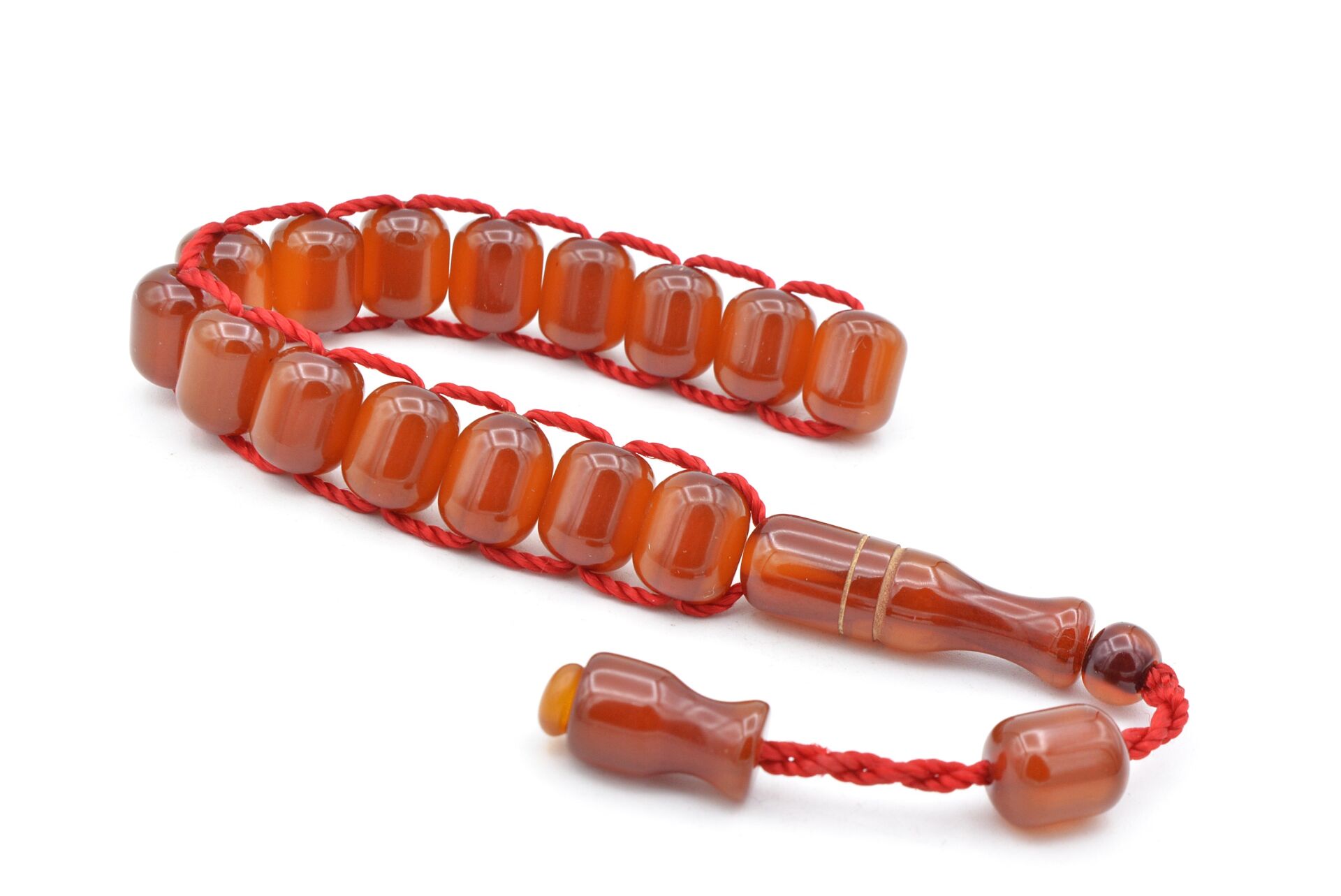 Zeyzun Usta Yapımı Kapsül Kesim Koyu Turuncu Sıkma Kehribar Zaza Tesbih