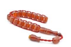 Zeyzun Usta Yapımı Kapsül Kesim Koyu Turuncu Sıkma Kehribar Zaza Tesbih