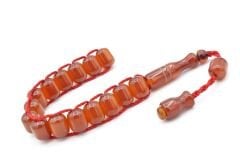 Zeyzun Usta Yapımı Kapsül Kesim Koyu Turuncu Sıkma Kehribar Zaza Tesbih