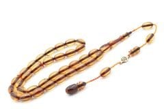 Ahmet Emin Usta İmzalı Badem Kesim Bej Sıkma Kehribar Tesbih