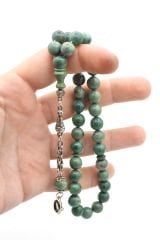 Gümüş Kaplama Kamçılı Küre Kesim Turkuaz Sıkma Kehribar Tesbih