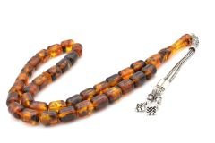 Gümüş Püsküllü Kapsül Kesim Polonya Damla Kehribar Tesbih 25 Gram