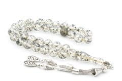 Püsküllü Küre Kesim Fosilli Şeffaf Toz Kehribar Tesbih